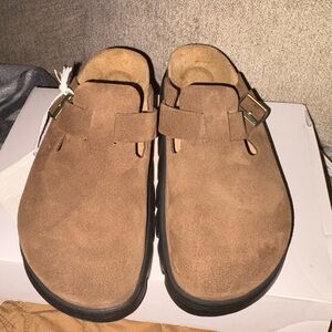 Birkenstock Brown Loafers Slip-Ons Suede Comfort
